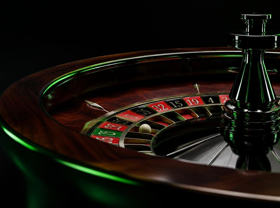 Roulette wheel with the ball in play